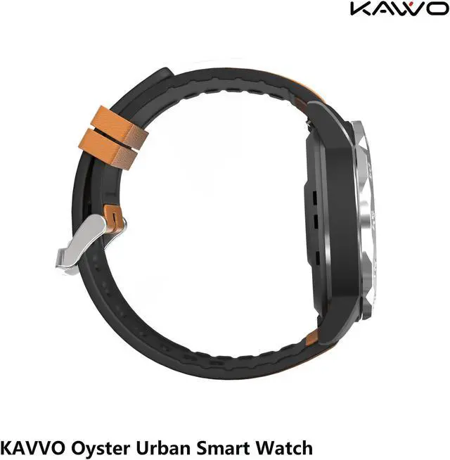 Alt view image 6 of 6 - KAVVO Oyster Urban Smart Watch for iOS Android Phones, Luminous Technology with Mechanical Rotating Bezel, IP 68 Waterproof, Fitness Tracker with Blood Oxygen and Heart Rate Monitor Titanium Gray