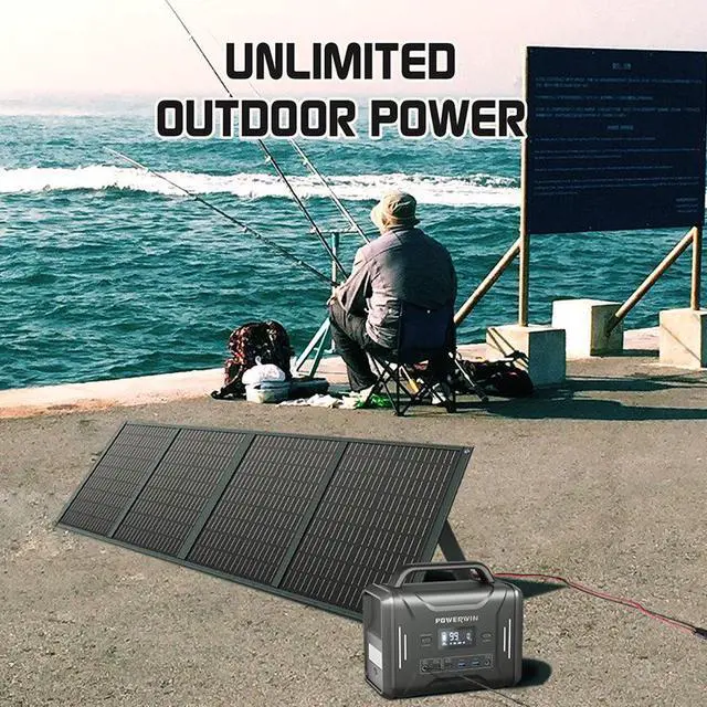 Alt view image 6 of 7 - POWERWIN Portable Solar Generator Power Station PPS320 with Foldable Solar Panel Combo Perfect for outdoor camping RV travel drones water pumps (PWS110+PPS320)