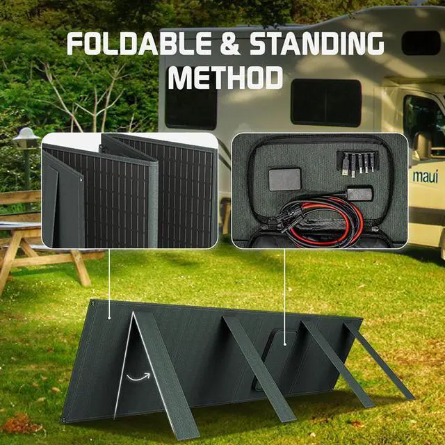 Alt view image 5 of 7 - POWERWIN Portable Solar Generator Power Station PPS320 with Foldable Solar Panel Combo Perfect for outdoor camping RV travel drones water pumps (PWS110+PPS320)