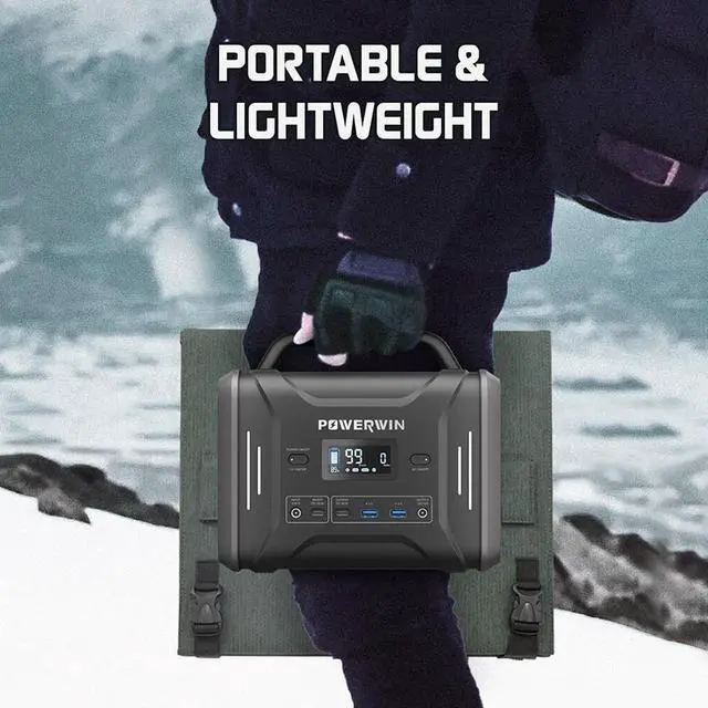 Alt view image 7 of 7 - POWERWIN Portable Solar Generator Power Station PPS320 with Foldable Solar Panel Combo Perfect for outdoor camping RV travel drones water pumps (PWS110+PPS320)