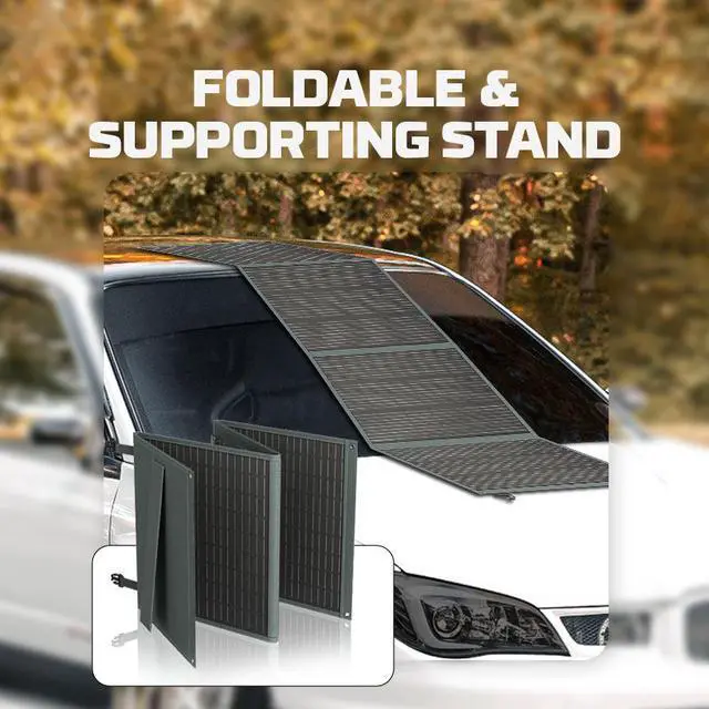 Alt view image 7 of 7 - POWERWIN 200W Foldable Solar Panel with 2 USB Outputs 220 Watt 18 Volt Portable Solar Charger Waterproof IP65 for Power Station Trailer Car Marine Off Grid