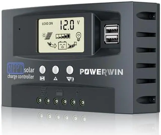 Main image of POWERWIN 50A MPPT 12V 24V Solar Charge Controller Solar Charge Regulator with Adjustable LCD Display Dual USB Solar Panel Regulator for LiFePO4 Battery Lithium Battery