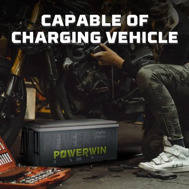 Alt view image 5 of 7 - POWERWIN BT200 12V 200Ah LiFePO4 Battery with BMS - Ultra Long 15,000 Cycles, Deep Cycle, Low-Temp Protection, Ideal for Solar, RV, Off-Grid, Marine, Trolling Motors & Home Energy Storage