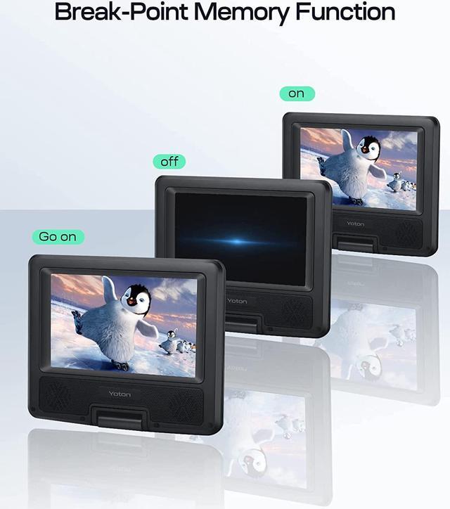 Alt view image 5 of 7 - Yoton Portable DVD Player with 7.5" HD Swivel Screen, 4-6 Hours Built-in Battery for Kids and Car