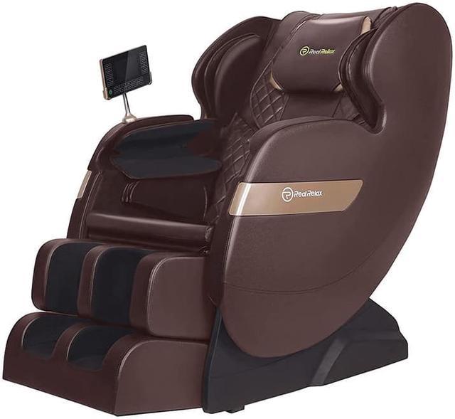 Real Relax Massage Chair, Full Body Recliner with Zero Gravity Chair, Air  Pressure, Bluetooth, Heat and Foot Roller Included, Brown 