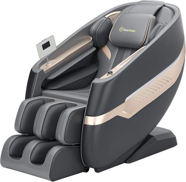 Real Relax Massage Chair, Full Body Zero Gravity SL-Track Shiatsu Massage  Recliner Chair with Heat Body Scan Bluetooth Foot Roller, Favor-06 Brown