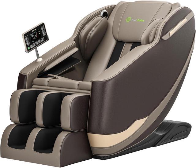 Real Relax 2024 Massage Chair Full Body Zero Gravity Massage Chair with 6 Auto Modes Fixed Point Massage Rollers LCD Bluetooth BS05 Brown Newegg