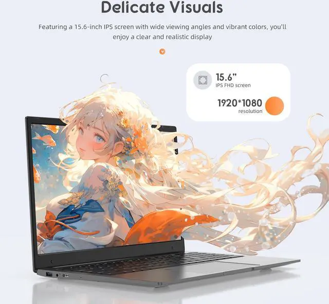 Alt view image 4 of 7 - RATEYUSO 15.6" Laptop Windows 11, Intel J4115 8GB RAM DDR4+512GB SSD, FHD 1080P IPS Display,Full Size Keyboard with Fingerprint Reader,Bluetooth 4.2,WIFI 2.4G/5G