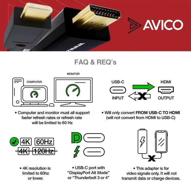 Alt view image 7 of 7 - USB C TO HDMI 2.0 CABLE  4K 60HZ HDR  2K 144HZ  6FT CABLE  FOR MONITORS, TVS, PCS, MACBOOKS, PROJECTORS  THUNDERBOLT COMPATIBLE