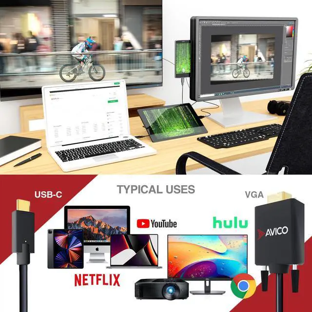 Alt view image 5 of 7 - USB-C TO VGA CABLE (6.5 FT)