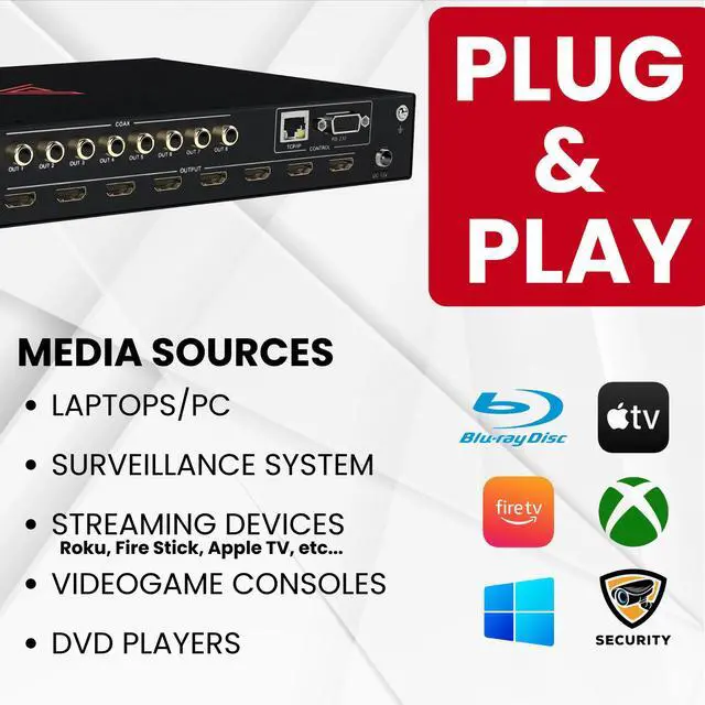 Alt view image 4 of 7 - AvicoTech 8x8 HDMI Matrix Switch | HDMI 2.0 4K60 | ARC | HDR | Dolby Vision | Downscaling | Web GUI | Switcher | Splitter