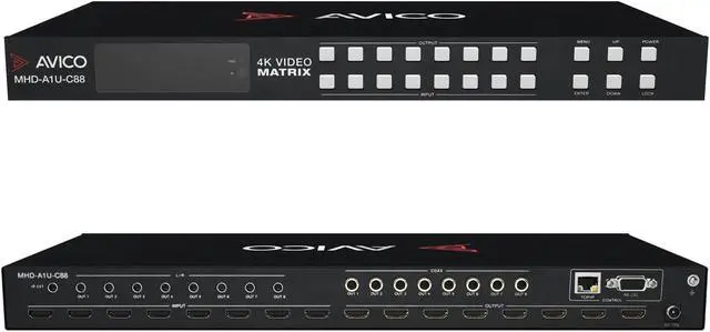 Main image of AvicoTech 8x8 HDMI Matrix Switch | HDMI 2.0 4K60 | ARC | HDR | Dolby Vision | Downscaling | Web GUI | Switcher | Splitter