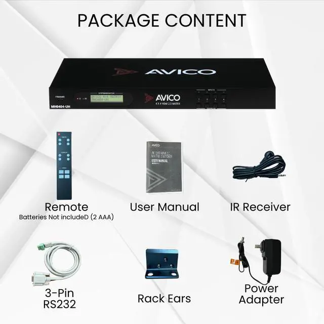 Alt view image 7 of 7 - Avico 4x4 Matrix Switch/Splitter (4 Inputs, 4 Outputs) with WebGui Remote Control Supports 4Kx2K@60Hz 4:4:4 & 1080p HDMI 2.0, HDCP 2.2, EDID Management