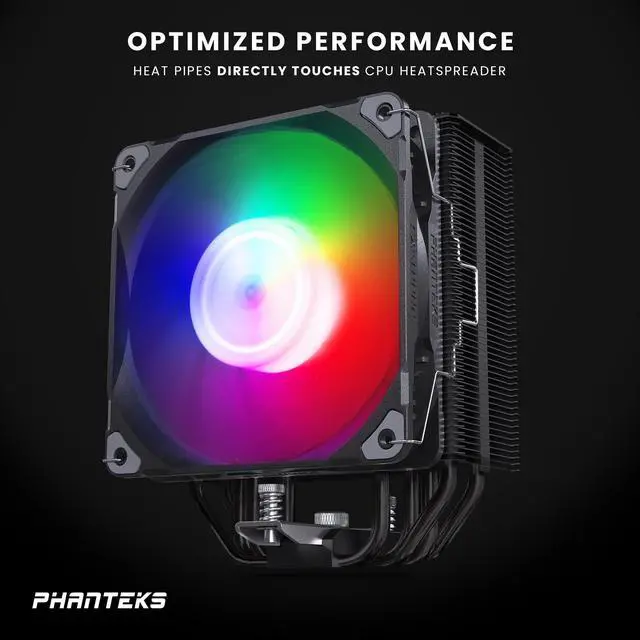 Alt view image 4 of 7 - Phanteks Polar ST5 CPU Air Cooler, 5 Direct Heat pipe, M25 120mm D-RGB fan, All-black heatsink design, Black