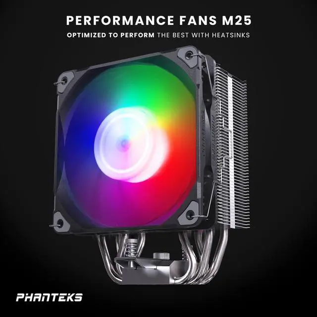 Alt view image 4 of 7 - Phanteks Polar ST4 CPU Air Cooler, 4 Direct Heat pipe, M25 120mm D-RGB fan, Intel LGA 1851/1700/1200, AMD AM5/AM4 Compatible -  Black