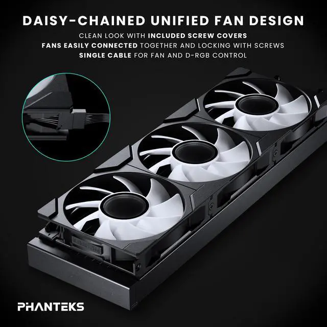 Alt view image 4 of 6 - Phanteks Glacier One 360M25 G2 AIO Liquid CPU Cooler, Black, RGB Pump Cap Design, 3x Performance 120mm M25 G2 PWM RGB Fans, for Intel LGA 1700, 1851, 1200, 115x and AMD AM4/AM5 sockets, Black