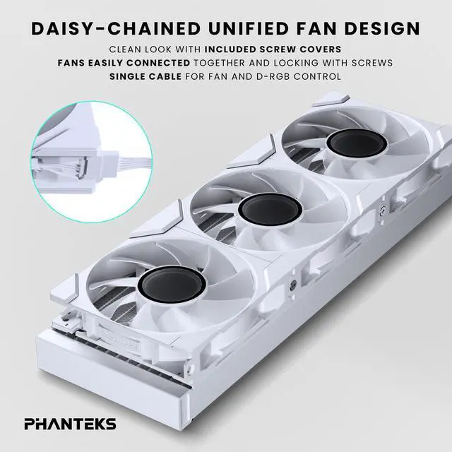Alt view image 4 of 6 - Phanteks Glacier One 360M25 G2 AIO Liquid CPU Cooler, White, RGB Pump Cap Design, 3x Performance 120mm M25 G2 PWM RGB Fans, for Intel LGA 1700, 1851, 1200, 115x and AMD AM4/AM5 sockets, White