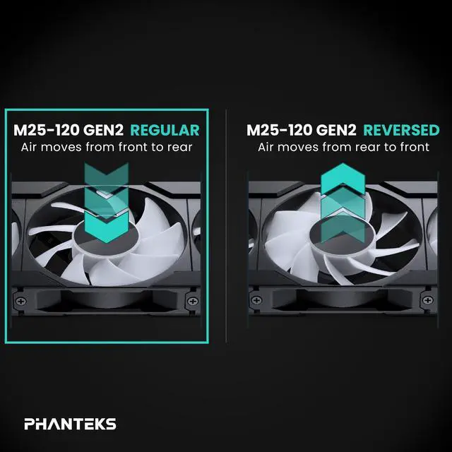 Alt view image 4 of 7 - Phanteks M25-120 Gen2 Triple Pack, 3x 120mm ARGB High Performance Cooling Fans, Daisy-chain Unified Fan Frame, Infinity Mirror hub, single cable connection, Black