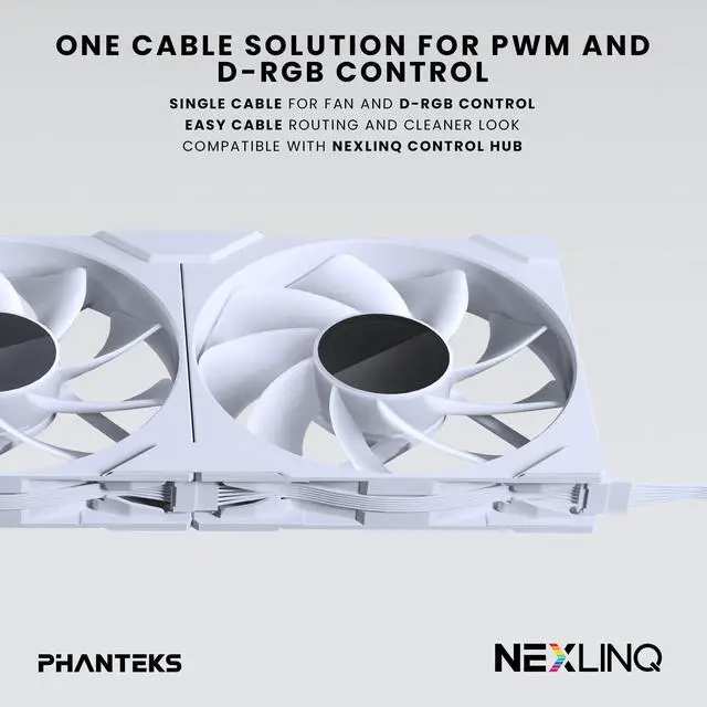 Alt view image 8 of 7 - Phanteks M25-140 Gen2 Reversed Blade, 140mm ARGB High Performance Cooling Fans, Daisy-chain Unified Fan Frame, Infinity Mirror hub, single cable connection, White