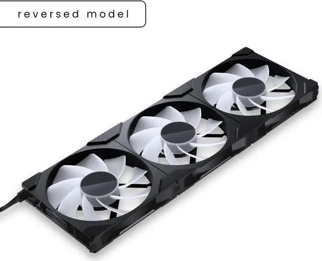 Alt view image 3 of 7 - Phanteks M25-140 Gen2 Reversed Blade Triple Pack, 3x 140mm ARGB High Performance Cooling Fans, Daisy-chain Unified Fan Frame, Infinity Mirror hub, single cable connection, Black
