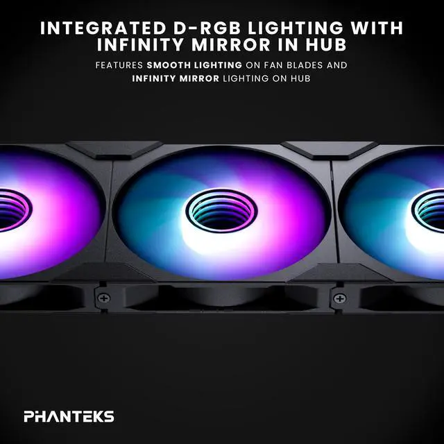 Alt view image 5 of 7 - Phanteks M25-140 Gen2 Reversed Blade Triple Pack, 3x 140mm ARGB High Performance Cooling Fans, Daisy-chain Unified Fan Frame, Infinity Mirror hub, single cable connection, Black