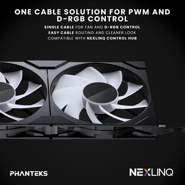 Alt view image 8 of 7 - Phanteks M25-140 Gen2 Reversed Blade Triple Pack, 3x 140mm ARGB High Performance Cooling Fans, Daisy-chain Unified Fan Frame, Infinity Mirror hub, single cable connection, Black