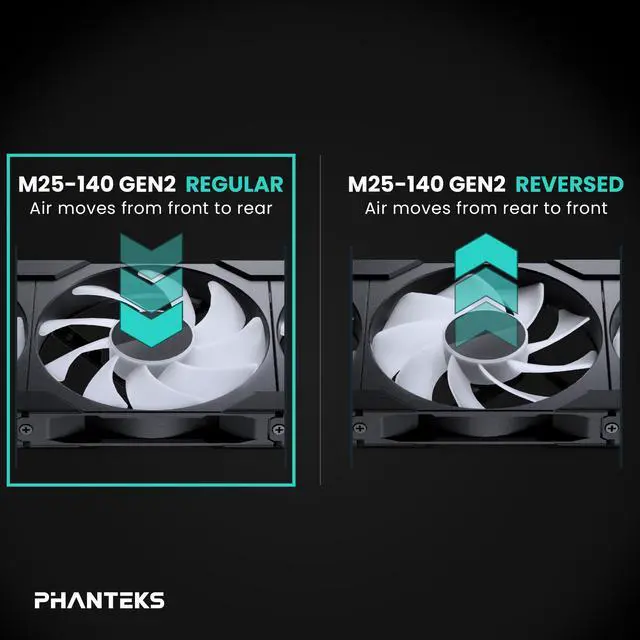 Alt view image 4 of 7 - Phanteks M25-140 Gen2 Triple Pack, 3x 140mm ARGB High Performance Cooling Fans, Daisy-chain Unified Fan Frame, Infinity Mirror hub, single cable connection, Black