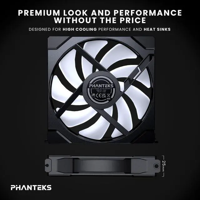 Alt view image 7 of 7 - Phanteks M25-140 Gen2 Triple Pack, 3x 140mm ARGB High Performance Cooling Fans, Daisy-chain Unified Fan Frame, Infinity Mirror hub, single cable connection, Black
