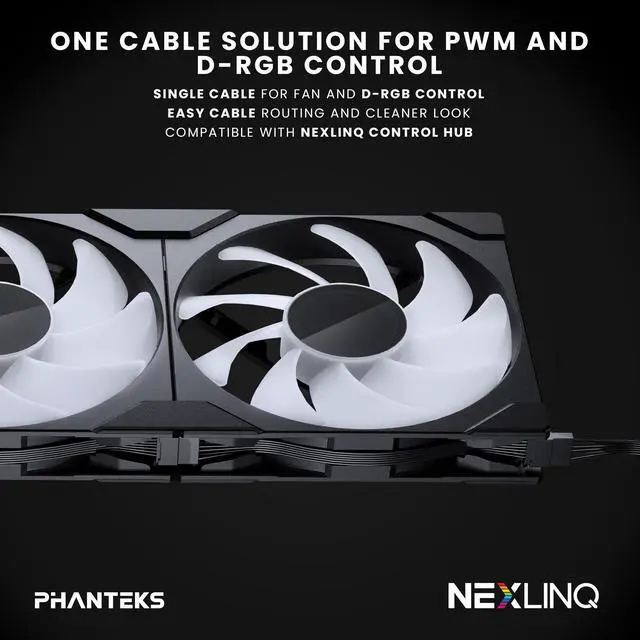 Alt view image 7 of 7 - Phanteks M25-140 Gen2, 140mm ARGB High Performance Cooling Fans, Daisy-chain Unified Fan Frame, Infinity Mirror hub, single cable connection, Black