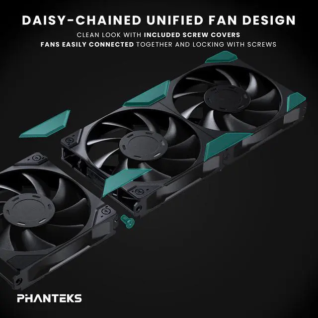Alt view image 4 of 4 - Phanteks M25-140 Gen2 Triple Pack, Daisy Chain Unified Fan frame, 3x 140mm PWM High Performance Cooling Fan, Black