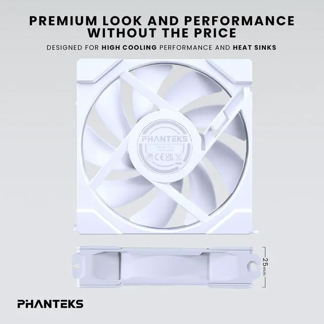 Alt view image 7 of 7 - Phanteks M25-120 Gen2 Reversed Blade Triple Pack, 3x 120mm ARGB High Performance Cooling Fans, Daisy-chain Unified Fan Frame, Infinity Mirror hub, single cable connection, White
