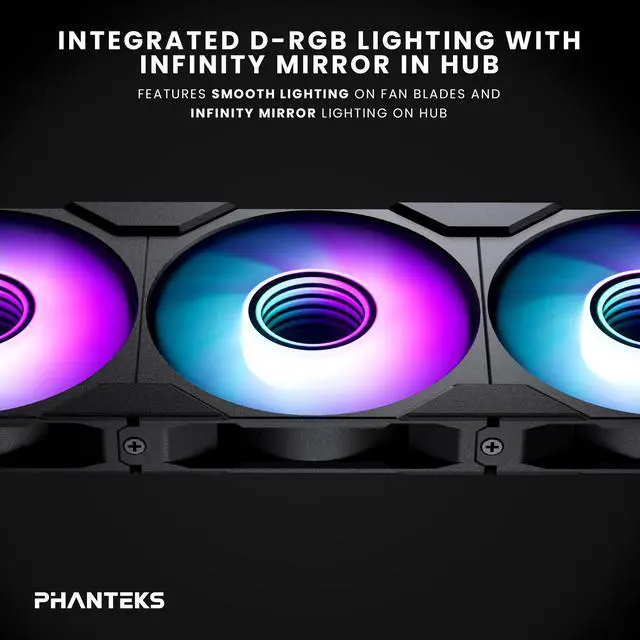 Alt view image 5 of 7 - Phanteks M25-120 Gen2 Reversed Blade Triple Pack, 3x 120mm ARGB High Performance Cooling Fans, Daisy-chain Unified Fan Frame, Infinity Mirror hub, single cable connection, Black