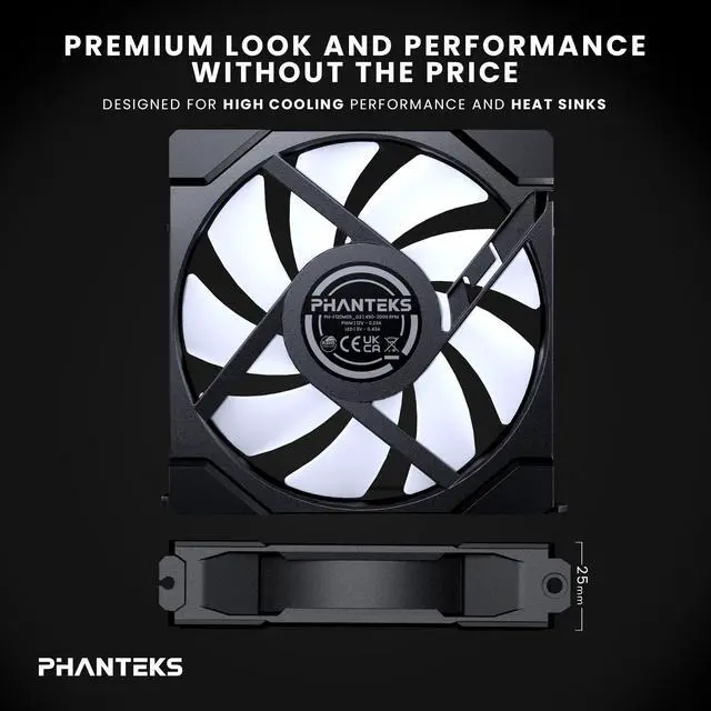 Alt view image 7 of 7 - Phanteks M25-120 Gen2 Reversed Blade Triple Pack, 3x 120mm ARGB High Performance Cooling Fans, Daisy-chain Unified Fan Frame, Infinity Mirror hub, single cable connection, Black