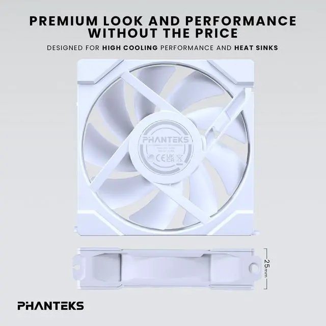 Alt view image 6 of 7 - Phanteks M25-120 Gen2, 120mm ARGB High Performance Cooling Fans, Daisy-chain Unified Fan Frame, Infinity Mirror hub, single cable connection, White