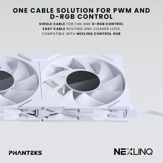 Alt view image 7 of 7 - Phanteks M25-120 Gen2, 120mm ARGB High Performance Cooling Fans, Daisy-chain Unified Fan Frame, Infinity Mirror hub, single cable connection, White