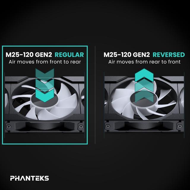 Alt view image 4 of 7 - Phanteks M25-120 Gen2, 120mm ARGB High Performance Cooling Fan, Daisy-chain Unified Fan Frame, Infinity Mirror hub, single cable connection, Black