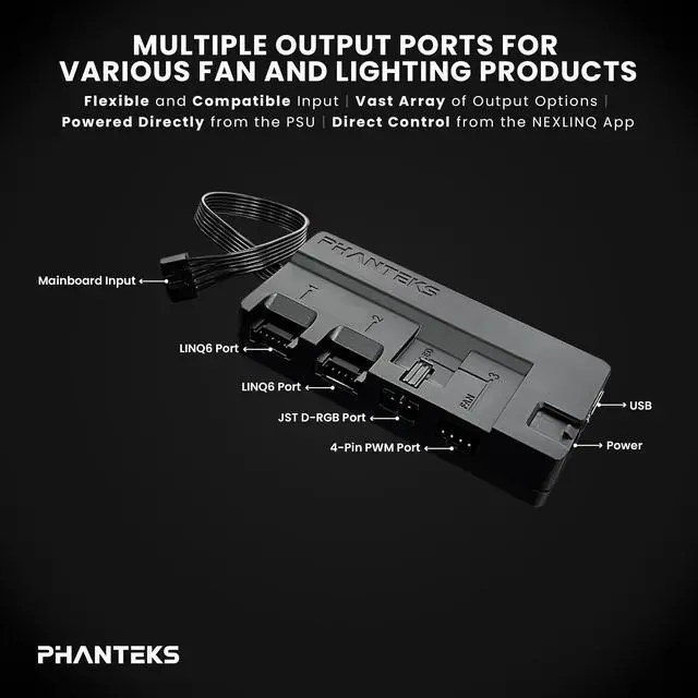 Alt view image 2 of 2 - Phanteks Nexlinq Hub, Fan & Lighting control Windows App, Multiple channel output, Black