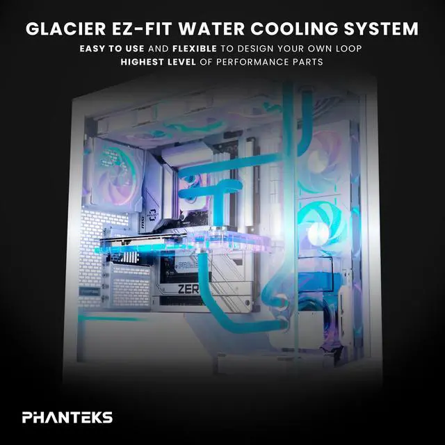 Alt view image 3 of 6 - Phanteks Glacier EZ-Fit 360 D30-KIT, Complete DIY Water-Cooling Kit, CPU-Block, Reservoir, 360x30mm Radiator, D30-120 Fan Triple-Pack, Hard Tube, Bending Tools, RGB, Black
