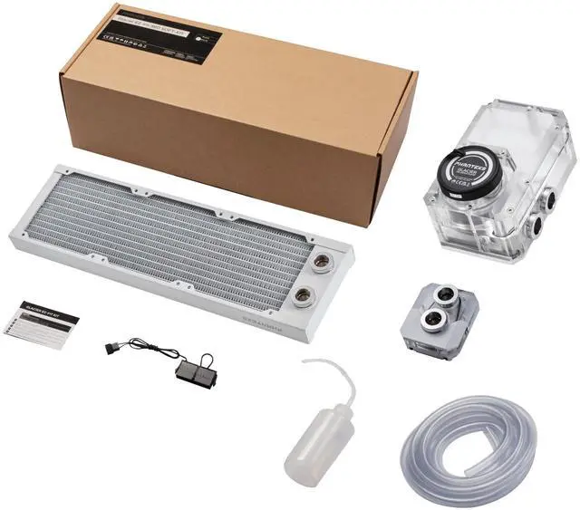 Main image of Phanteks Glacier EZ-Fit 360 SOFT-KIT, Complete DIY Water-Cooling Kit, CPU-Block, Reservoir, 360x30mm Radiator, Soft Tube, RGB, Integrated 16mm EZ-Fittings included, White