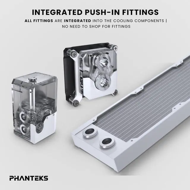 Alt view image 3 of 5 - Phanteks Glacier EZ-Fit 360 SOFT-KIT, Complete DIY Water-Cooling Kit, CPU-Block, Reservoir, 360x30mm Radiator, Soft Tube, RGB, Integrated 16mm EZ-Fittings included, White