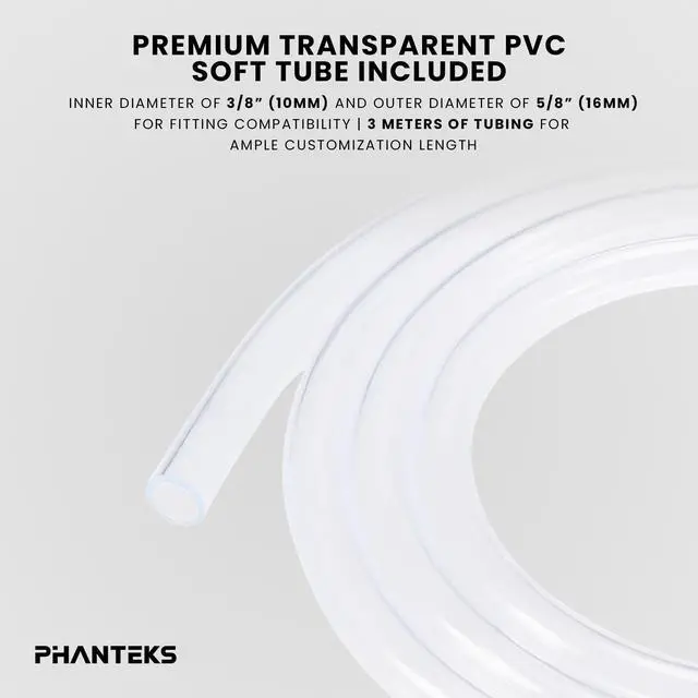 Alt view image 5 of 5 - Phanteks Glacier EZ-Fit 360 SOFT-KIT, Complete DIY Water-Cooling Kit, CPU-Block, Reservoir, 360x30mm Radiator, Soft Tube, RGB, Integrated 16mm EZ-Fittings included, White