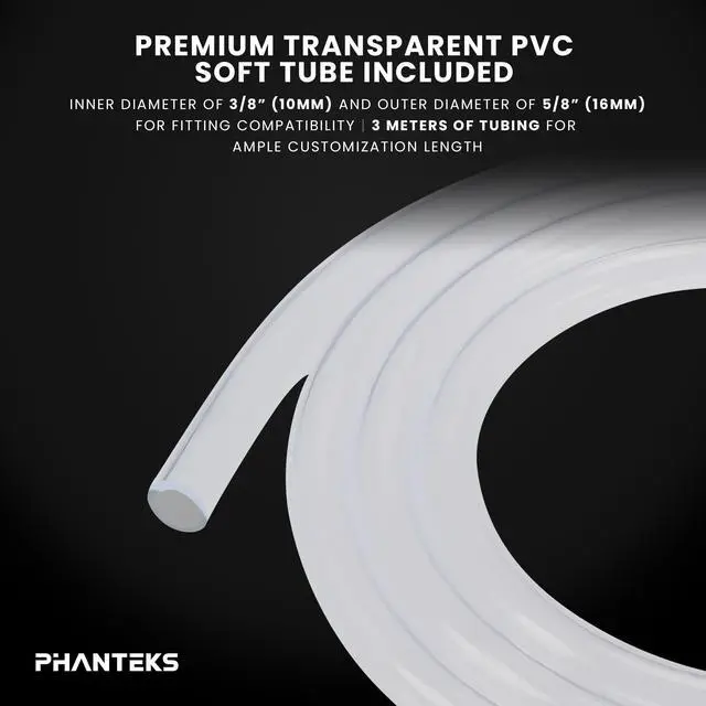 Alt view image 5 of 5 - Phanteks Glacier EZ-Fit 360 SOFT-KIT, Complete DIY Water-Cooling Kit, CPU-Block, Reservoir, 360x30mm Radiator, Soft Tube, RGB, Integrated 16mm EZ-Fittings included, Black