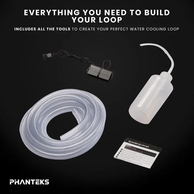 Alt view image 6 of 5 - Phanteks Glacier EZ-Fit 360 SOFT-KIT, Complete DIY Water-Cooling Kit, CPU-Block, Reservoir, 360x30mm Radiator, Soft Tube, RGB, Integrated 16mm EZ-Fittings included, Black