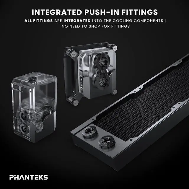 Alt view image 3 of 5 - Phanteks Glacier EZ-Fit 360 SOFT-KIT, Complete DIY Water-Cooling Kit, CPU-Block, Reservoir, 360x30mm Radiator, Soft Tube, RGB, Integrated 16mm EZ-Fittings included, Black