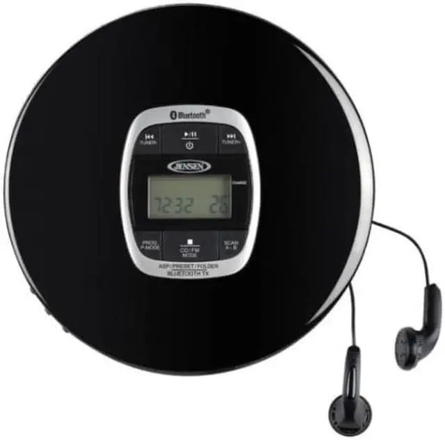Main image of Jensen Black Portable CD CDR MP3 Player with Bluetooth Bass Boost Black Earbuds