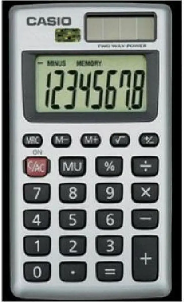 Main image of Casio 8 Digit Solar Plus Battery Calculator Auto Off Small for Pocket or Purse