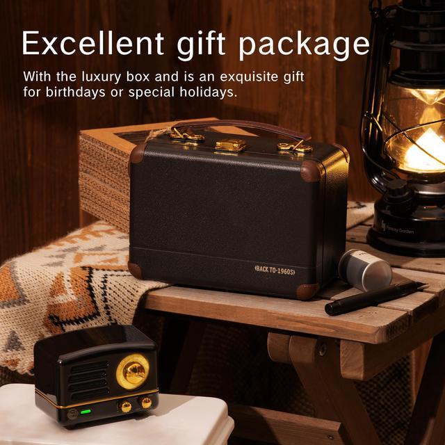 Alt view image 5 of 7 - Muzen OTR Metal Portable Bluetooth Speaker with Retro knob Tuner FM Radio, Also with Suitcase Gift Case, Wireless Bluetooth Speaker with Loud Stereo Sound, for Home Outdoor Travel