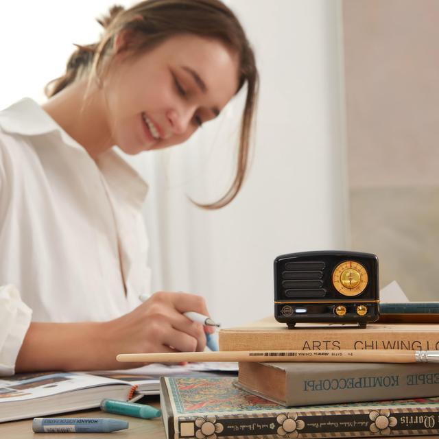 Alt view image 2 of 7 - Muzen OTR Metal Portable Bluetooth Speaker with Retro knob Tuner FM Radio, Also with Suitcase Gift Case, Wireless Bluetooth Speaker with Loud Stereo Sound, for Home Outdoor Travel