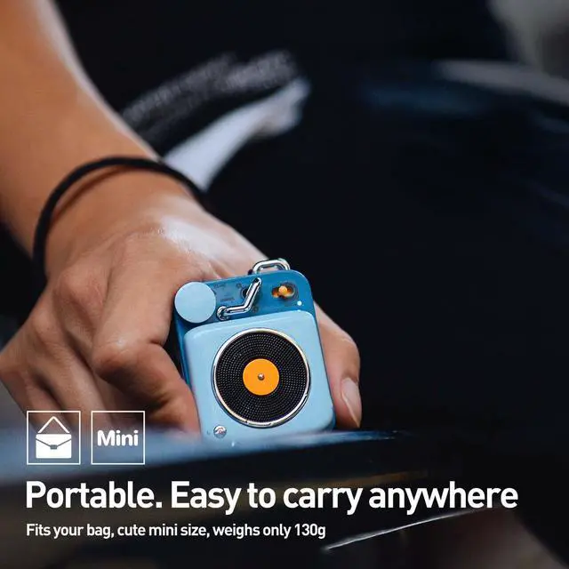 Alt view image 6 of 7 - Muzen Mini Bluetooth Speaker, Button Metal with Lanyard,Vintage Radio with Old Fashioned Classic Style, Portable Wireless Loud Volume Speaker for Home, Office, Kitchen,Party,Travel,Outdoor Blue