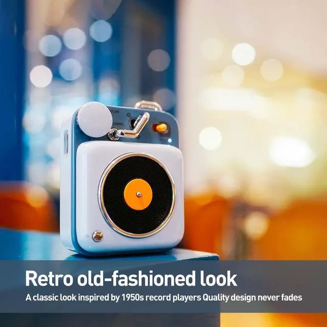 Alt view image 4 of 7 - Muzen Mini Bluetooth Speaker, Button Metal with Lanyard,Vintage Radio with Old Fashioned Classic Style, Portable Wireless Loud Volume Speaker for Home, Office, Kitchen,Party,Travel,Outdoor Blue